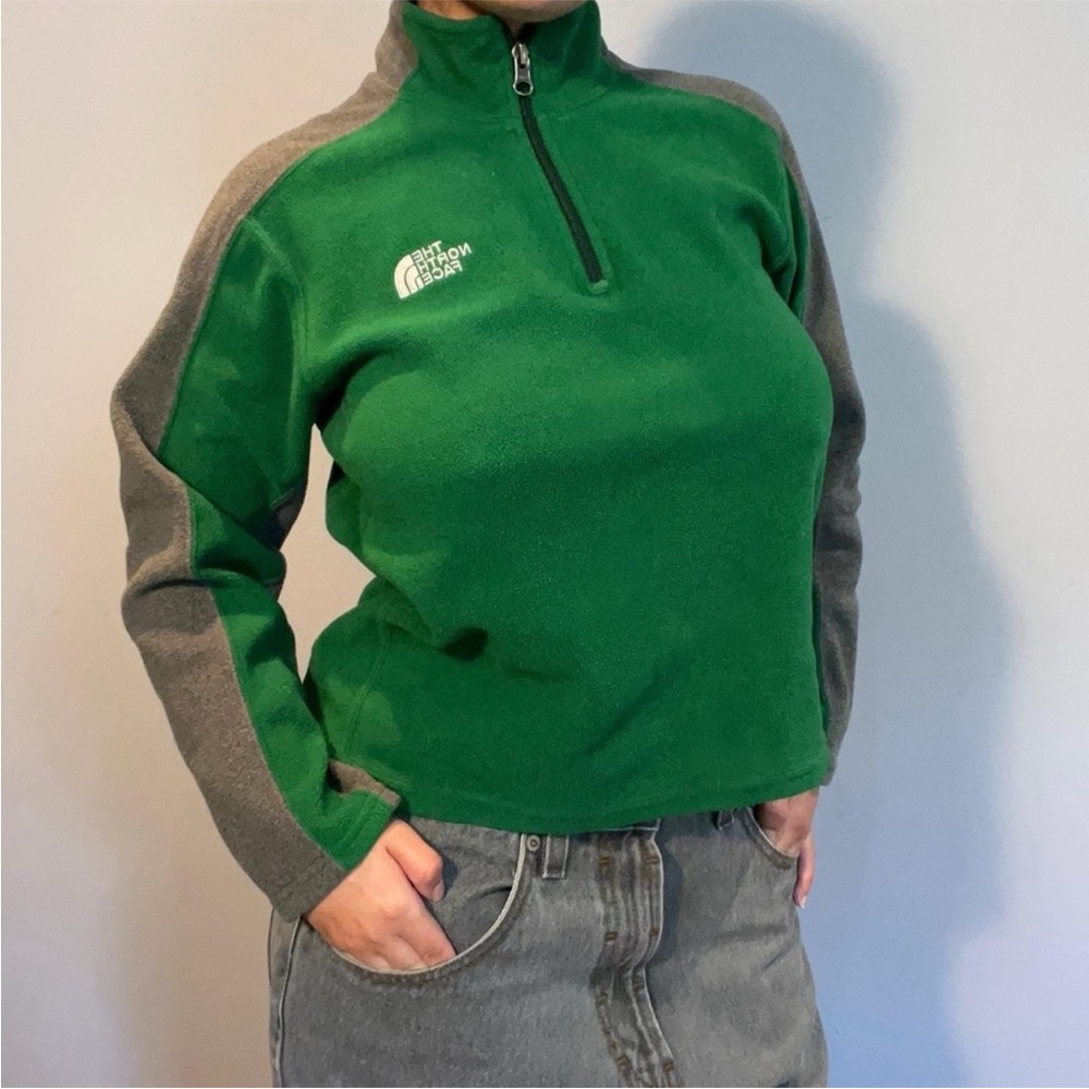The North Face Green & Gray Quarter-Zip Fleece Top